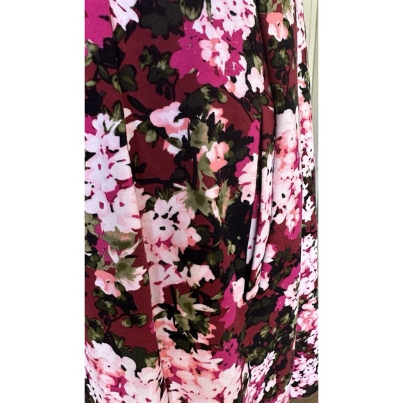 Lands' End Floral Sheath Dress 16P Pink Red Stretch Sleeveless Knee Length - Picture 4 of 7